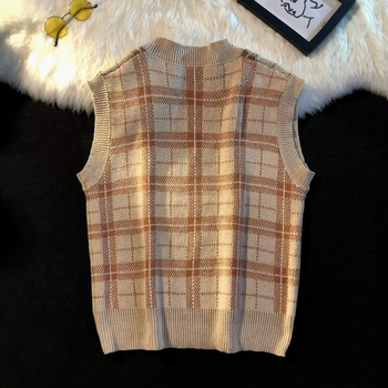 V kaklo megzta liemenė su langiniu raštu, tinklo audinys, laisvas kirpimas, ilgis 50–65 cm