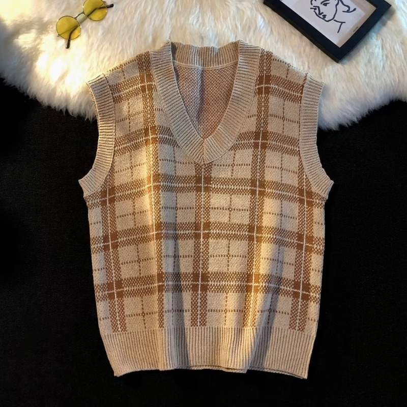 V kaklo megzta liemenė su langiniu raštu, tinklo audinys, laisvas kirpimas, ilgis 50–65 cm