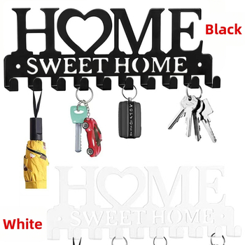 Geležinis raktų kabliukas širdies formos, be gręžimo, sieninis organizatorius su 4 kabliukais, 3 kg apkrova