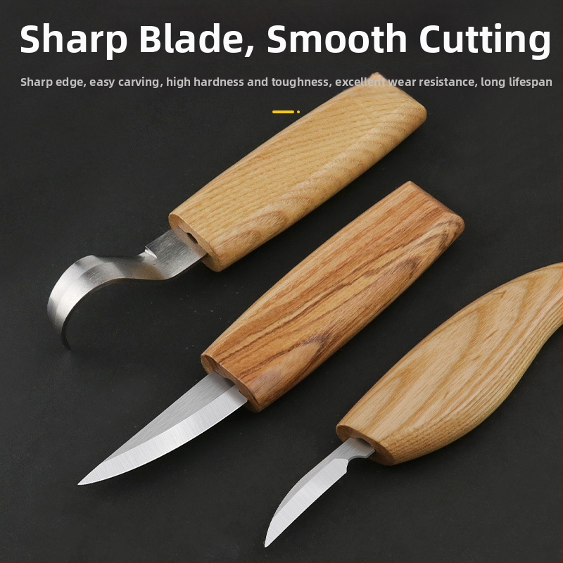 Комплект от 3 инструмента за дърворезба: нож за дърворезба, нож за лъжички и скрепер – ръчна дърворезба с шарки