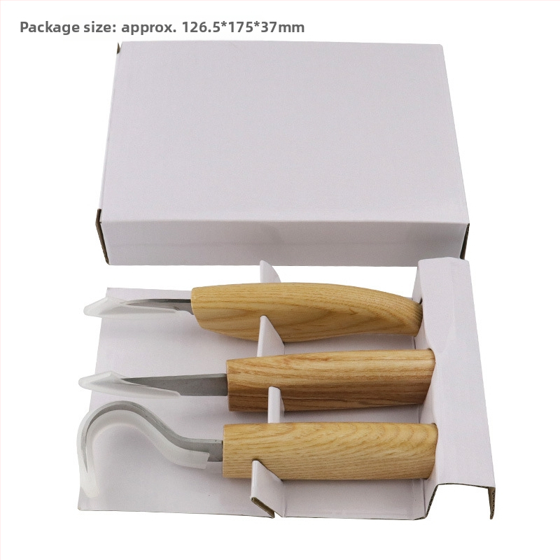 Комплект от 3 инструмента за дърворезба: нож за дърворезба, нож за лъжички и скрепер – ръчна дърворезба с шарки