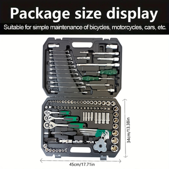 Σετ εργαλείων επισκευής αυτοκινήτων 121 τεμάχια για συντήρηση αυτοκινήτων, ποδηλάτων και μοτοσικλετών, χρωμοβάνδιος χάλυβας, μηχανικές και οικιακές επισκευές