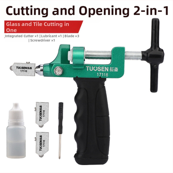 Topson ролерен нож за стъкло с двоен дизайн за откриване на граници – за рязане на стъкло и плочки, дебелина на рязане 3–10 мм