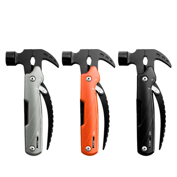 Nerūdijančio plieno galva, plieno rankena, daugiadarbis plaktukas stovyklavimui, svoris 0,252 kg