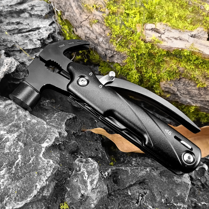 Nerūdijančio plieno galva, plieno rankena, daugiadarbis plaktukas stovyklavimui, svoris 0,252 kg