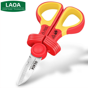 Old A Tool Izoliuotos elektros žirklės su VDE izoliacija, namų naudojimui, daugiafunkcinės kabelių kanalų žirklės, modelis LA112216