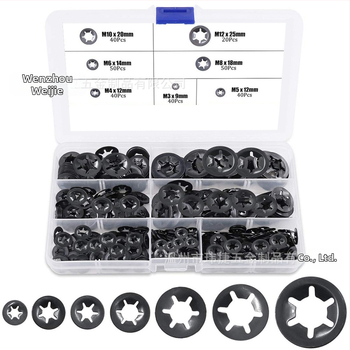 Plum Blossom guolių laikiklio žiedas ir spaustukas, 65Mn plienas, juodo cinko danga, GB849-88, Klasė B, 280 vnt.