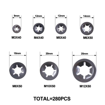 Plum Blossom guolių laikiklio žiedas ir spaustukas, 65Mn plienas, juodo cinko danga, GB849-88, Klasė B, 280 vnt.