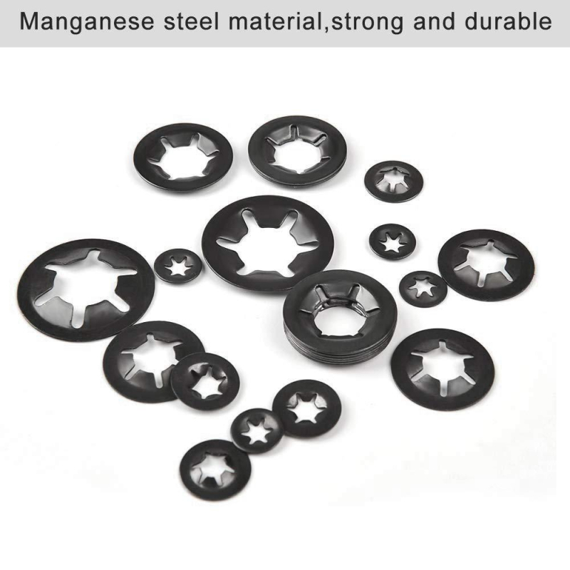 Plum Blossom guolių laikiklio žiedas ir spaustukas, 65Mn plienas, juodo cinko danga, GB849-88, Klasė B, 280 vnt.