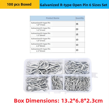 R formos kaištis su dvigubais žiedais, dėžutėje 100 vnt., Blue Fox ženklas, standarto numeris YJT 19099, paviršiaus apdorojimas: Nėra