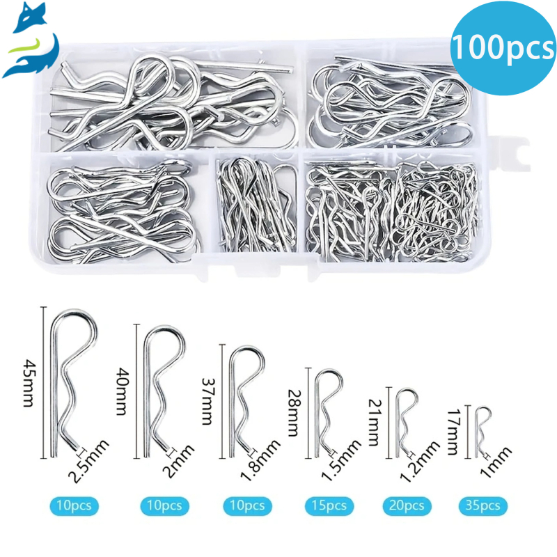 R formos kaištis su dvigubais žiedais, dėžutėje 100 vnt., Blue Fox ženklas, standarto numeris YJT 19099, paviršiaus apdorojimas: Nėra