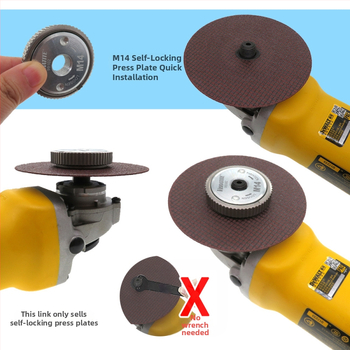 Dongyan ηλεκτρικός γωνιακός τροχός με M14 πλάκα πίεσης που κλειδώνει αυτόματα και παξιμάδι γραναζιού, διμεταλλική κατασκευή