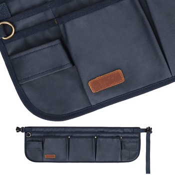 Drobės įrankių juosta – pritaikoma daugiafunkcinė įrankių dėžutė su logotipo spauda; savybės: saugojimas, dilimui atsparus, vagių apsauga