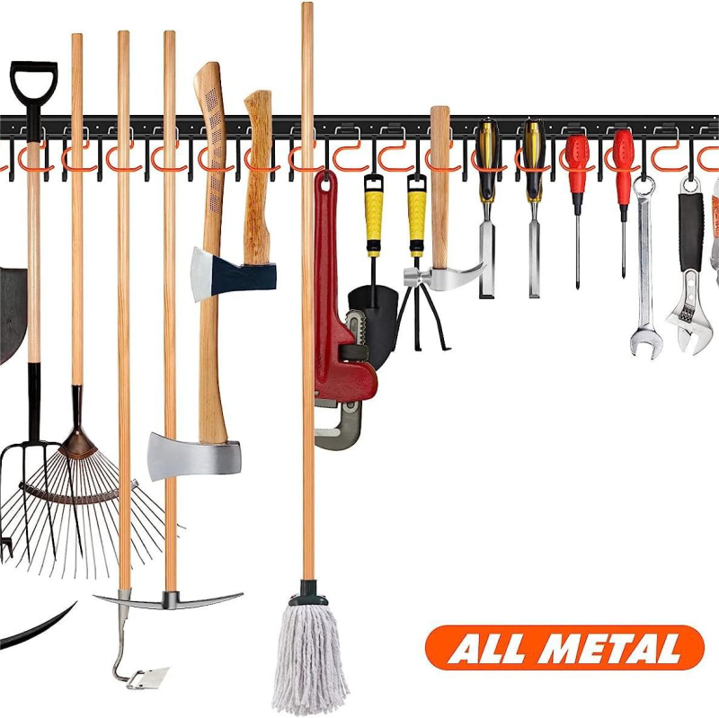 Ράφι αποθήκευσης εργαλείων κήπου τοίχου (σιδηρού κατασκευή, βιδωτή εγκατάσταση, μοντέρνο στυλ, μοντέλο SH-011, βάρος 7 κιλά)