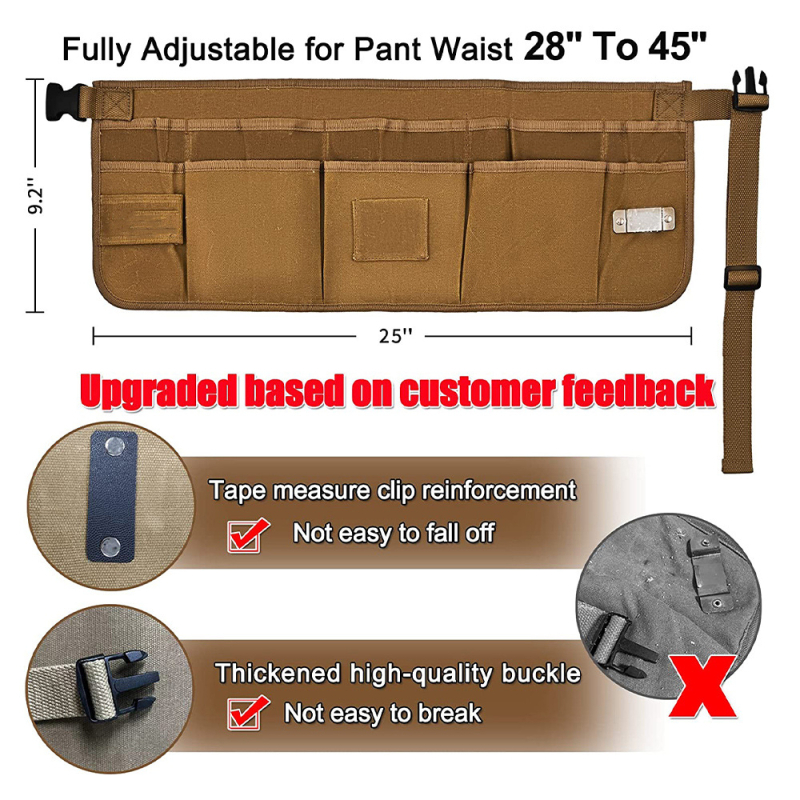 Olaj-vias kanvasból készült ujjatlan kötény plisézett eszközökkel, vízálló, nehéz terhelésű munkaruházat elektromosok és asztalosok számára