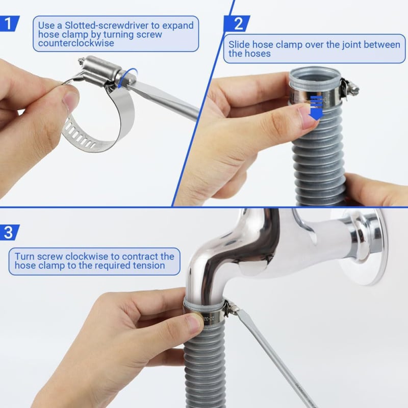 Set od 82 komada nehrđajućih čeličnih stezaljki za crijeva s vijčanim mehanizmom, prilagodljive