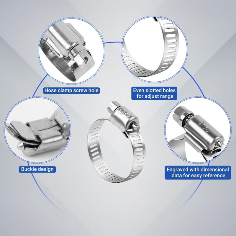 Set od 82 komada nehrđajućih čeličnih stezaljki za crijeva s vijčanim mehanizmom, prilagodljive