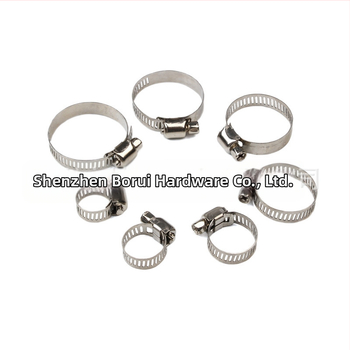 Set stezaljki za crijeva od nehrđajućeg čelika, nominalni promjeri 8–12, 10–16, 13–19 i 16–25 mm; pogodno za vodovodne i plinske cijevi te druge pričvrsne namjene.