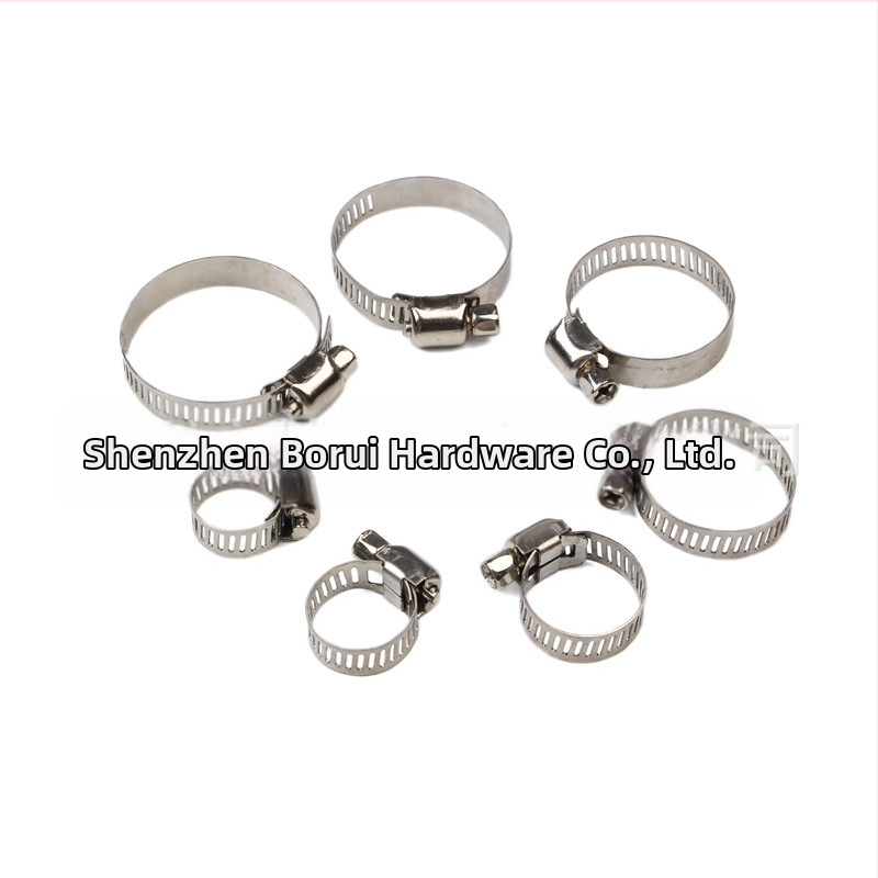 Неръждаема стомана хомут за тръби – набор с номинални диаметри 8–12, 10–16, 13–19 и 16–25 мм; подходящ за водопроводни и газови тръби и други закрепвания.