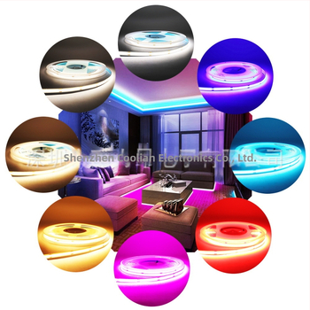 COB LED juosta, 384 LED, CRI 90, Įvestis 12–24V, 12 W/m, 180° šviesos spindulys