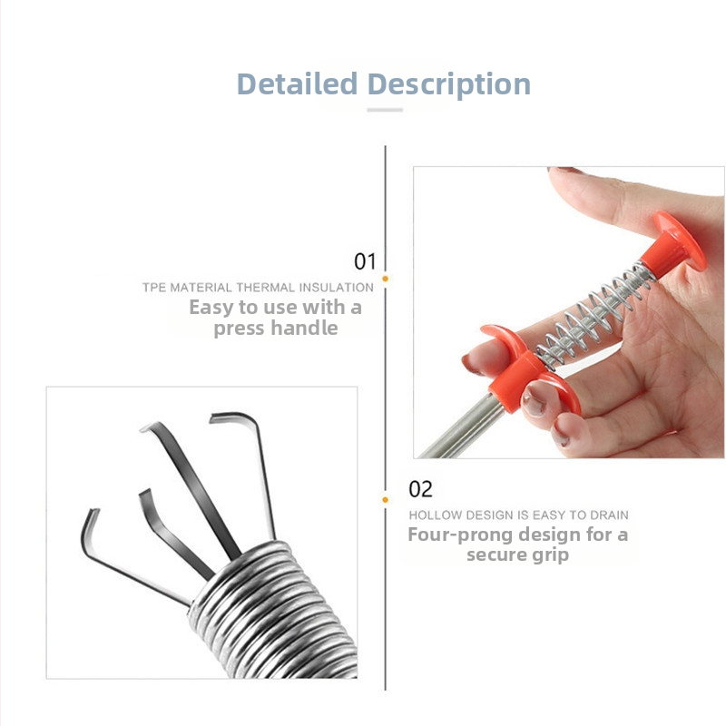 Уред за отпушване на тоалетна тръба с четири щипки, стоманена тел, Yirunya — пакет 250 (Марка: Yirunya; Материал: стоманена тел; Категория: тоалетно всмукване; Опаковка: 250)