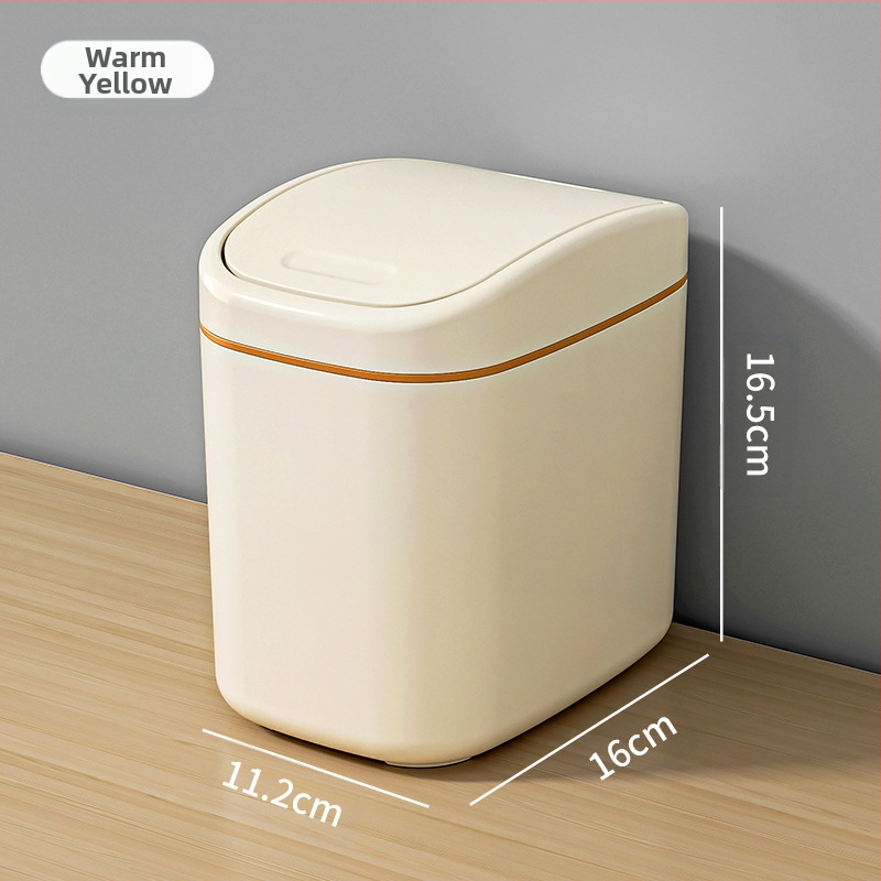 Koš za papir na stol s poklopcem koji se ljulja, plastični, cilindričnog oblika, kapacitet ispod 4 L