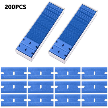 Set lame de ras din plastic - cu margine dublă, 200 lame (100 buc./cutie), material PP, pentru îndepărtarea adezivului