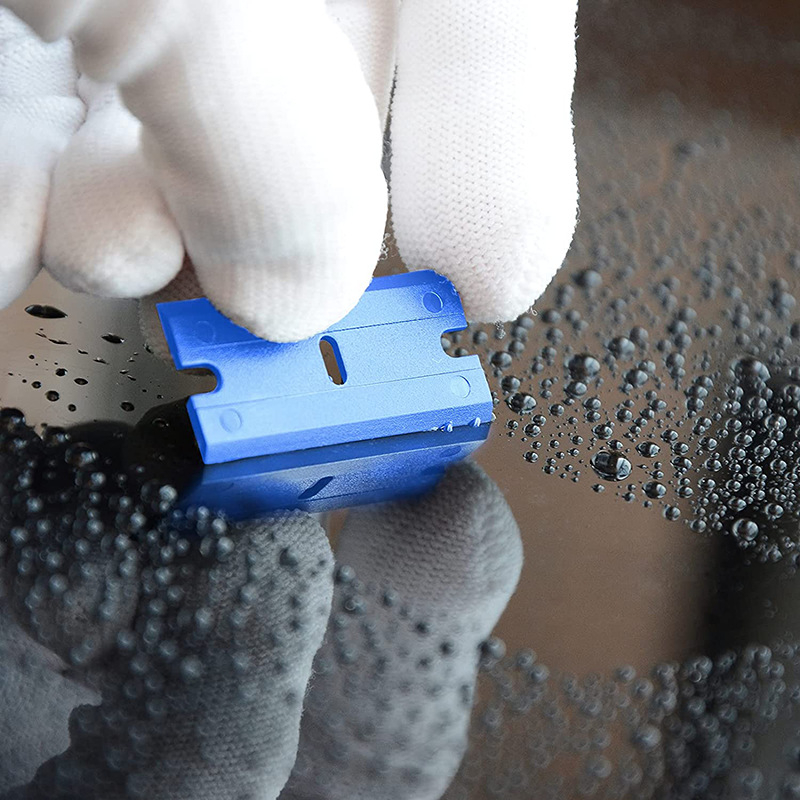 Set lame de ras din plastic - cu margine dublă, 200 lame (100 buc./cutie), material PP, pentru îndepărtarea adezivului