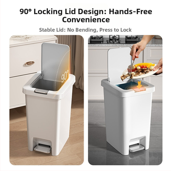 Kanta za smeće s poklopcem, otvaranje pedalom, dugi cilindrični oblik, plastika, 10 L