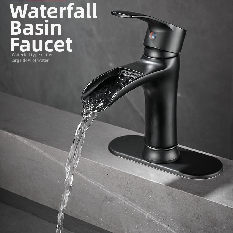 Смесител за умивалник, модел Waterfall, меден корпус, керамична сърцевина на клапана, вертикален монтаж, смесител за гореща и студена вода