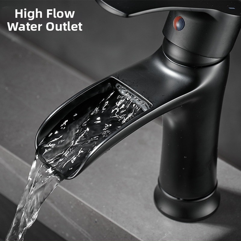 Смесител за умивалник, модел Waterfall, меден корпус, керамична сърцевина на клапана, вертикален монтаж, смесител за гореща и студена вода