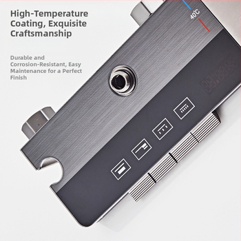 Space Aluminum dušo komplektas su skaitmeniniu ekranu, LED apšvietimu ir lietaus funkcija; paslėptas montavimas, kvadratinė dušo galvutė, model HS03030201Q