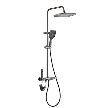 Space Aluminum dušo komplektas su skaitmeniniu ekranu, LED apšvietimu ir lietaus funkcija; paslėptas montavimas, kvadratinė dušo galvutė, model HS03030201Q