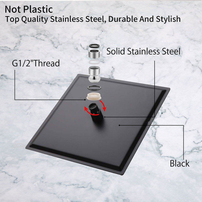 Top spray dušo galva - nerūdijantis plienas, lietaus režimas, kvadrato forma, prisukimo montavimas, modelis: Top spray shower head