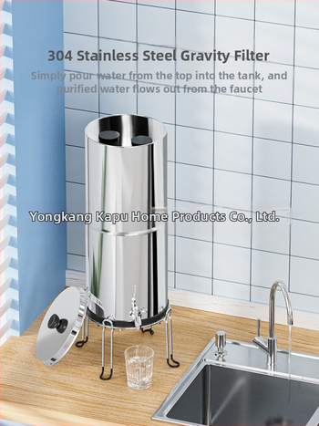 Stalo gravitacijos vandens valymo sistema, nerūdijančio plieno, nešiojama (modelis k8626, 3 kg, tinkama 3–5 asmenims)