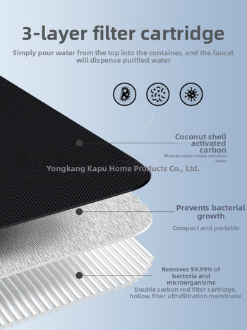 Stalo gravitacijos vandens valymo sistema, nerūdijančio plieno, nešiojama (modelis k8626, 3 kg, tinkama 3–5 asmenims)