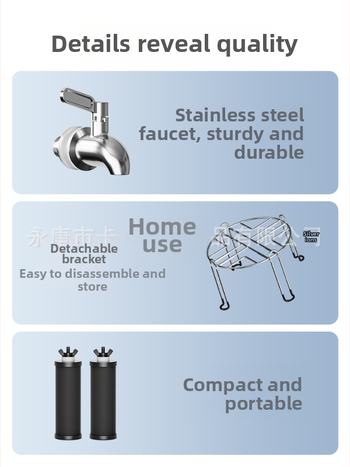 Stalo gravitacijos vandens valymo sistema, nerūdijančio plieno, nešiojama (modelis k8626, 3 kg, tinkama 3–5 asmenims)
