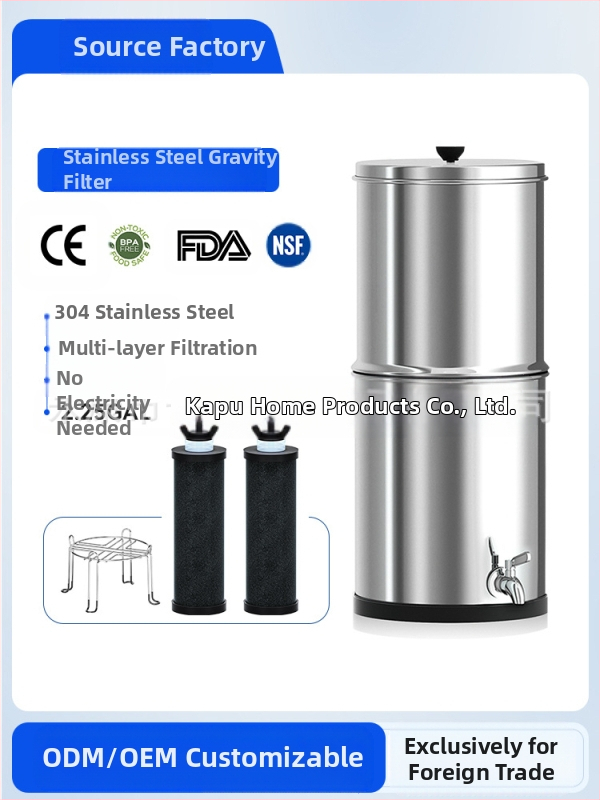 Stalo gravitacijos vandens valymo sistema, nerūdijančio plieno, nešiojama (modelis k8626, 3 kg, tinkama 3–5 asmenims)