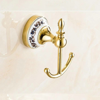 Drabužių kabykla su dvigubu kabliu, porcelianas ir cinko lydinys, auksu padengta, 290 g, Naujasis kinų stilius