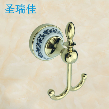 Drabužių kabykla su dvigubu kabliu, porcelianas ir cinko lydinys, auksu padengta, 290 g, Naujasis kinų stilius