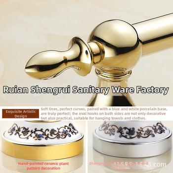 Drabužių kabykla su dvigubu kabliu, porcelianas ir cinko lydinys, auksu padengta, 290 g, Naujasis kinų stilius