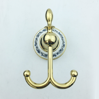 Drabužių kabykla su dvigubu kabliu, porcelianas ir cinko lydinys, auksu padengta, 290 g, Naujasis kinų stilius