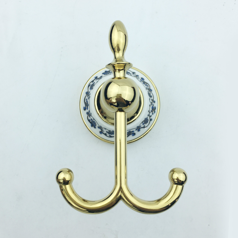 Drabužių kabykla su dvigubu kabliu, porcelianas ir cinko lydinys, auksu padengta, 290 g, Naujasis kinų stilius