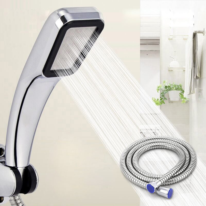 Dušo komplektas su rankiniu dušu, lietaus funkcija, plastikas, kvadratinė dušo galva, TG-300 skylės, kabinamoji įranga