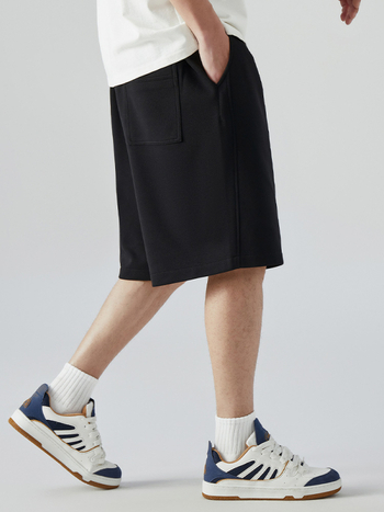 Άνδρικά χαλαρά σορτς με εκτύπωση γραμμάτων, πολυεστέρας 95%, μέση μεσαία, μήκος μέτριο, καλοκαίρι