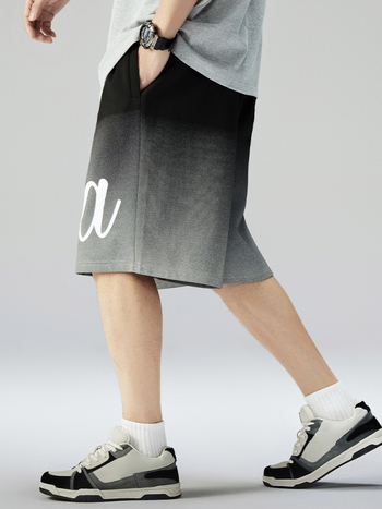 Ανδρικά casual σορτς, χαλαρή γραμμή, μέση μεσαίας ύψους, κλείσιμο με κορδόνι, εκτύπωση με γράμματα, 95% πολυεστέρας, καλοκαίρι