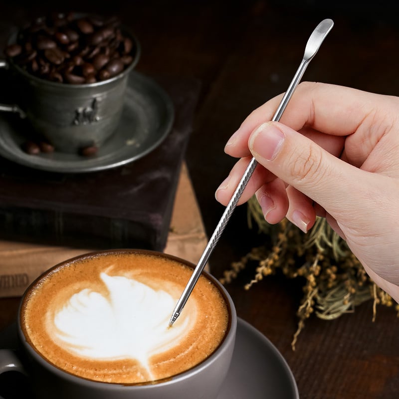 Unealtă pentru latte art din oțel inoxidabil 304, marca Titanium Star Treasure, accesoriu pentru cafea, stil Leisure, potrivit pentru cafenele, restaurante și acasă