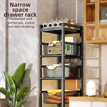 Virtuvės tarpo laikiklis – daugiafunkcinis, mobilus, be montavimo – anglies plienas, mikrobangų krosnelės lentyna, vaisiams ir daržovėms