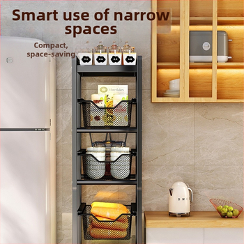 Virtuvės tarpo laikiklis – daugiafunkcinis, mobilus, be montavimo – anglies plienas, mikrobangų krosnelės lentyna, vaisiams ir daržovėms