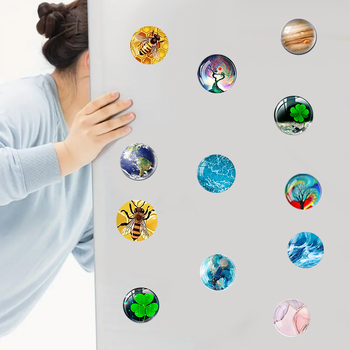 Γυάλινα μαλακά μαγνητικά αυτοκόλλητα ψυγείου — μοτίβο Κυψέλη μελισσών, 25–50 mm, 8–50 g, προσαρμοζόμενες μορφές